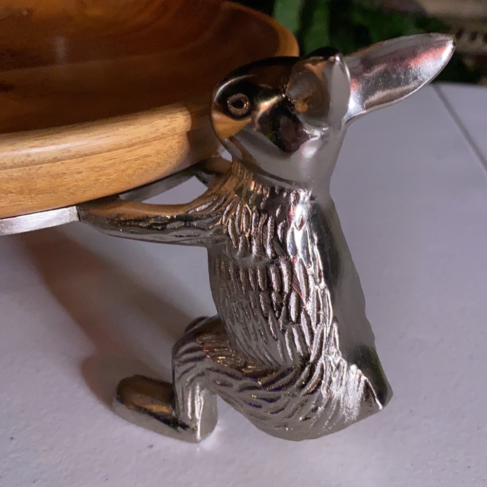 Pottery Barn Two Tier Triple Rabbit Wooden Server - Picture 4 of 14